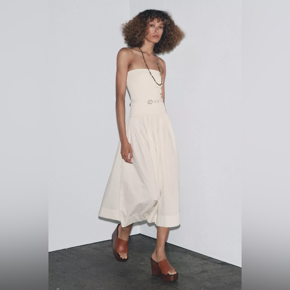Zara Strapless Cream Dress